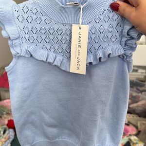 Janie and Jack Sky Blue Ruffle Knit Top